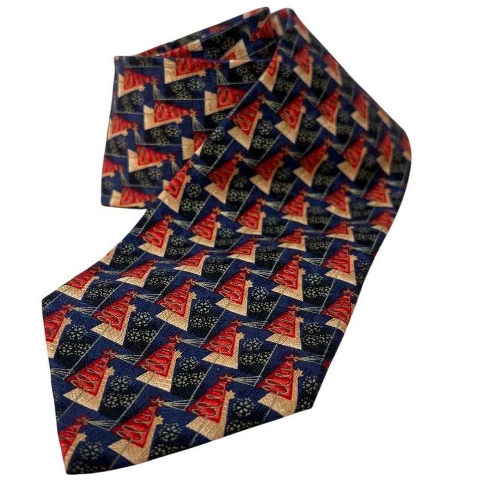 Ermenegildo Zegna Silk Tie Merry Christmas 1998 VINTAGE Abstract Tree Print
